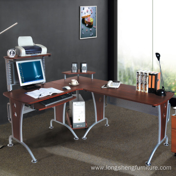 Fashion L shape office glass desktop computer table